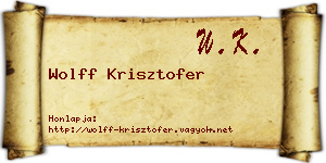 Wolff Krisztofer névjegykártya